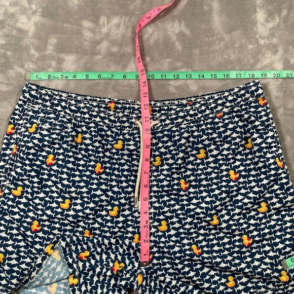 MC2 St Barth Swim Trunks Mens XXL Blue AOP Fish Rubber Duck Mesh Lined Beach - Picture 9 of 11